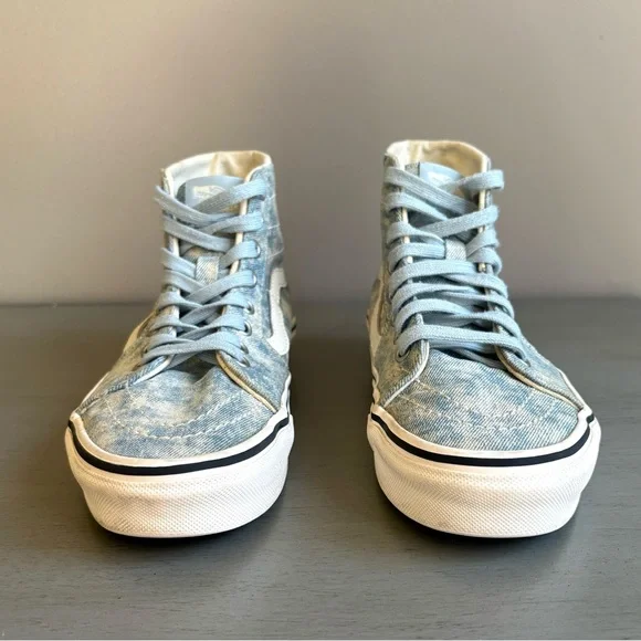 Vans SK8-Hi Tapered Denim Destroy Sneakers Women 7 Unisex Lace Up Retro Classic - Picture 3 of 13